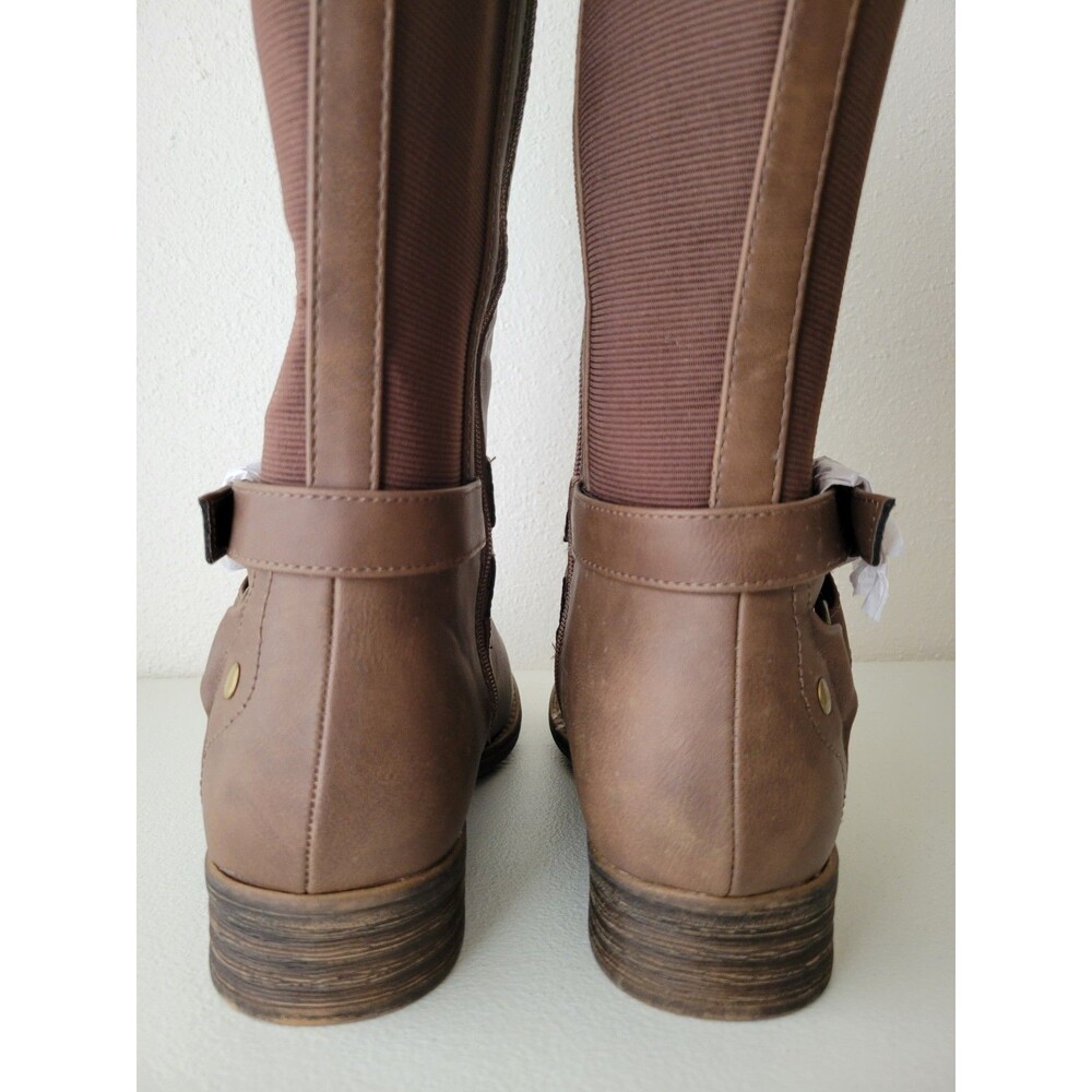 Lane Bryant Women's 9W Brown Knee High Riding Boots Zip Buckle NWOB - Picture 9 of 13